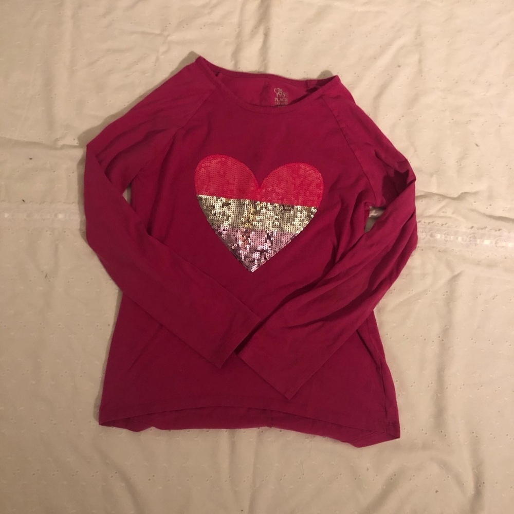 Dark pink glitter heart shirt children's place